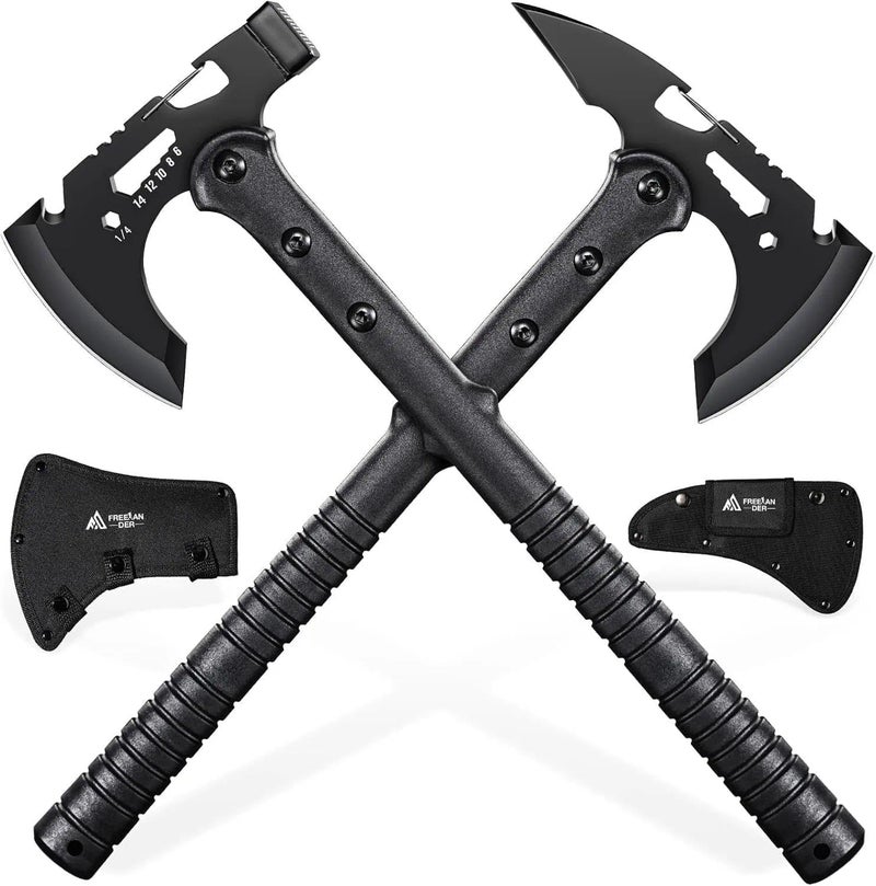 Freelander Tactical Axe 2 Pack, Sharp Tomahawk with Sheath, Portable Tomahawk with Clip and Bottle Opener, Durable Survival Hatchet for Emergency, Hiking and Camping, for Men Women - Image 1